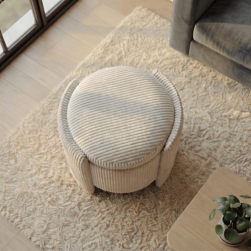 Puf Atelier Del Sofa Cuddle (50 x 46 x 42 cm) Beige - Beige - Møbler - Stole & lænestole - Taburet & skammel - Ottoman - Ottoman & siddepuf med opbevaring