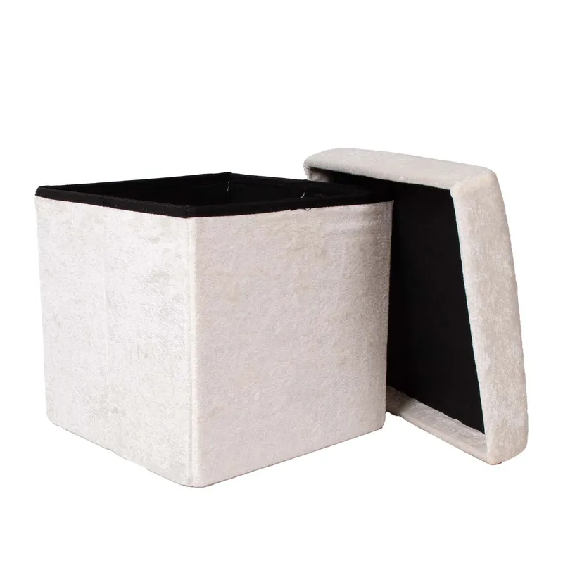 Puf HOME4YOU Jesse med opbevaring 30x30x30 cm Hvid - Hvid - Møbler - Stole & lænestole - Taburet & skammel - Ottoman