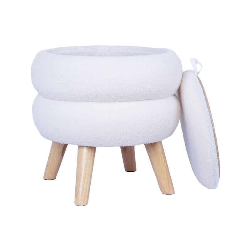 Puf/bord HOME4YOU Hana D40x41 cm hvid, med opbevaring - Hvid - Møbler - Stole & lænestole - Taburet & skammel - Ottoman