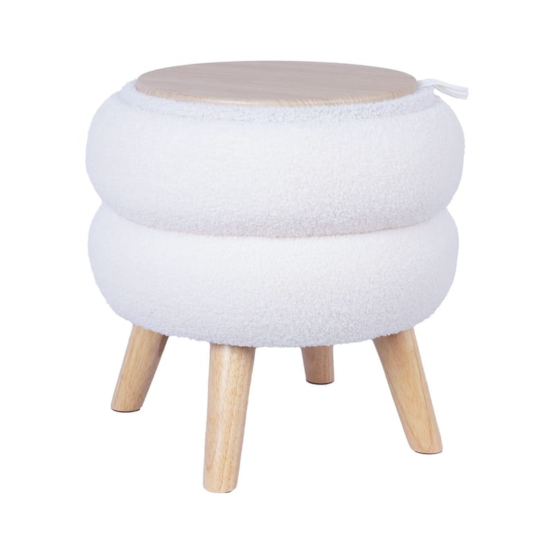 Puf/bord HOME4YOU Hana D40x41 cm hvid, med opbevaring, Hvid