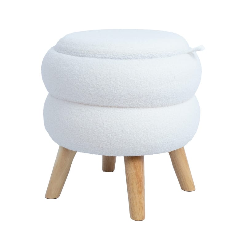 Puf/bord HOME4YOU Hana D40x41 cm hvid, med opbevaring - Hvid - Møbler - Stole & lænestole - Taburet & skammel - Ottoman