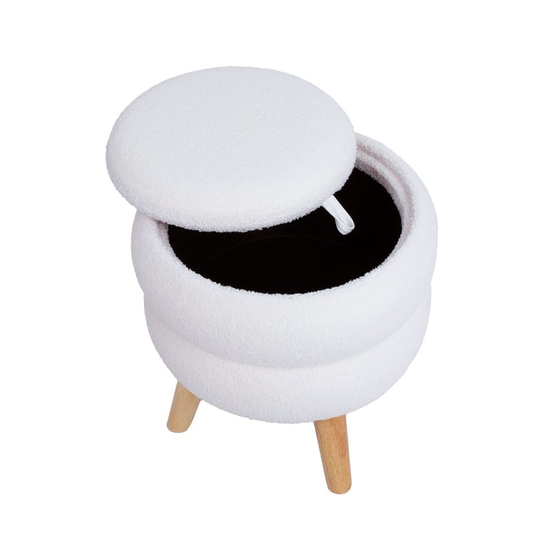 Puf/bord HOME4YOU Hana D40x41 cm hvid, med opbevaring - Hvid - Møbler - Stole & lænestole - Taburet & skammel - Ottoman