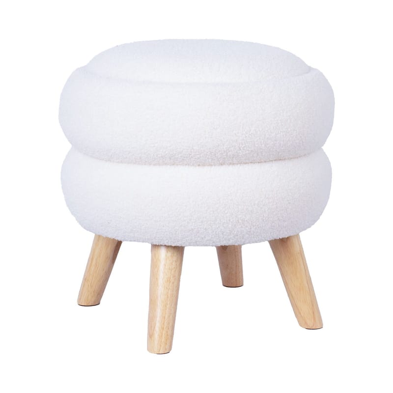 Puf/bord HOME4YOU Hana D40x41 cm hvid, med opbevaring - Hvid - Møbler - Stole & lænestole - Taburet & skammel - Ottoman