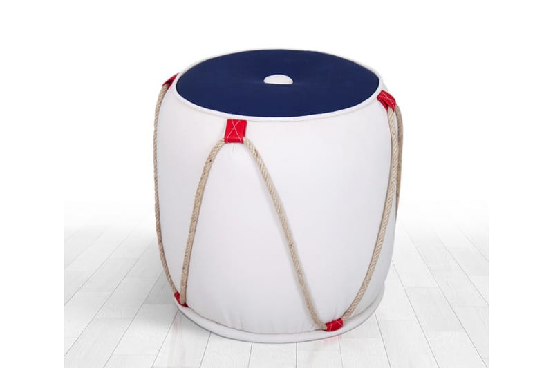 Redlands Siddepuf 42 cm - Hvid/Rød - Møbler - Stole & lænestole - Taburet & skammel - Ottoman