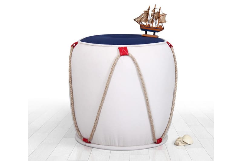 Redlands Siddepuf 42 cm, Hvid/Rød