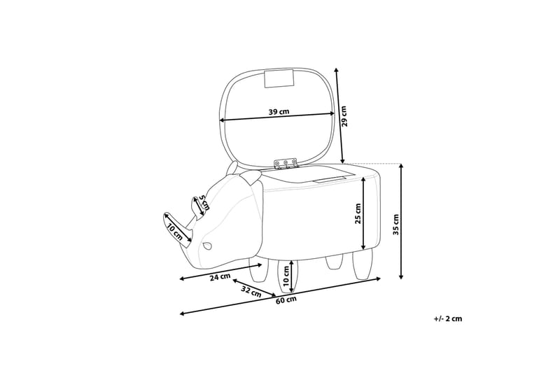 Rhino siddepuf 60 cm - Grå - Ottoman