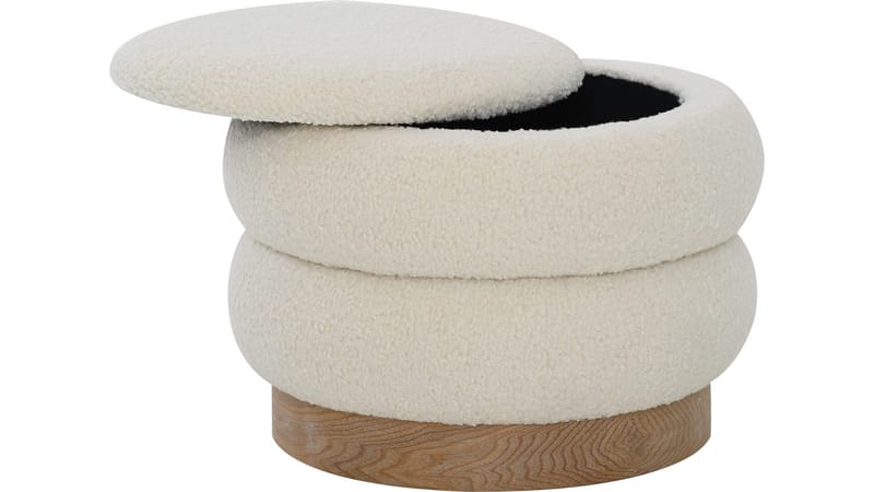 Selvaro puf med opbevaring 50 cm rund - Beige - Møbler - Stole & lænestole - Taburet & skammel - Ottoman - Ottoman & siddepuf med opbevaring