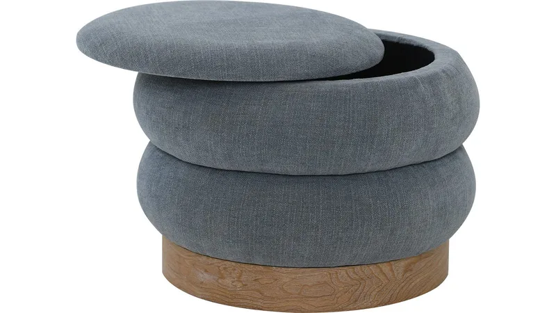 Selvaro puf med opbevaring 50 cm rund - Blå - Møbler - Stole & lænestole - Taburet & skammel - Ottoman - Ottoman & siddepuf med opbevaring