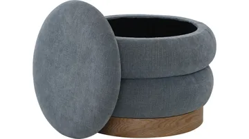 Selvaro puf med opbevaring 50 cm rund - Blå - Møbler - Stole & lænestole - Taburet & skammel - Ottoman - Ottoman & siddepuf med opbevaring