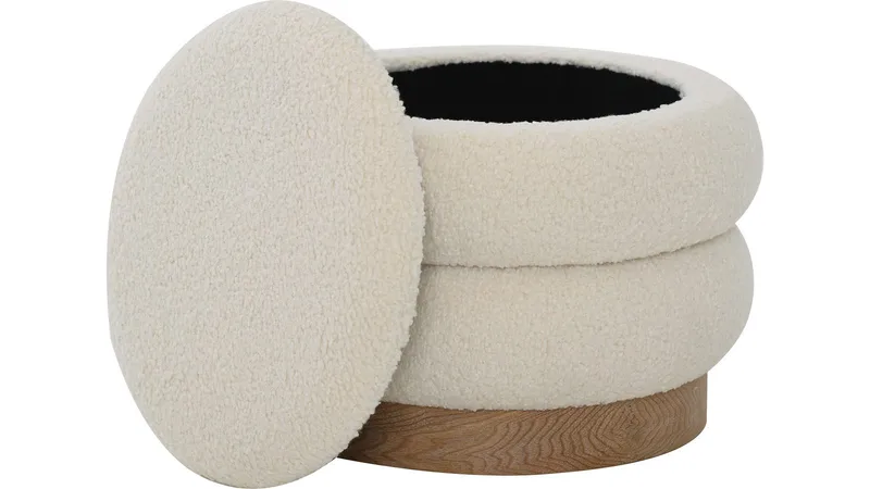 Selvaro puf med opbevaring 50 cm rund - Beige - Møbler - Stole & lænestole - Taburet & skammel - Ottoman - Ottoman & siddepuf med opbevaring