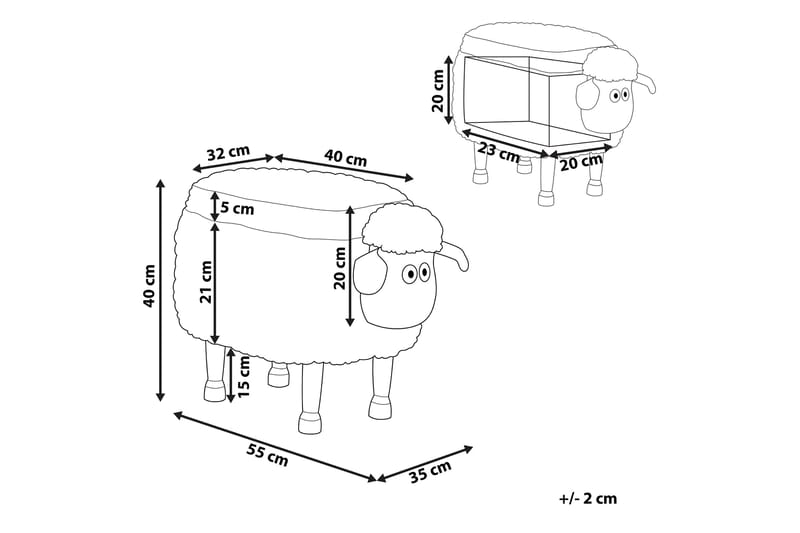 Sheep Ottoman med Opbevaring - Brun - Ottoman