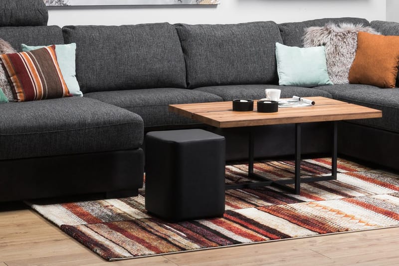 Square Puf Læder - Sort - Møbler - Stole & lænestole - Taburet & skammel - Ottoman