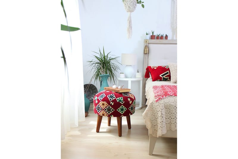 Tarrytown Siddepuf 46 cm - Rød/Grøn - Møbler - Stole & lænestole - Taburet & skammel - Ottoman