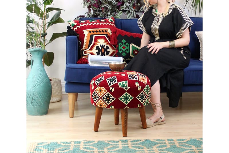 Tarrytown Siddepuf 46 cm - Rød/Grøn - Møbler - Stole & lænestole - Taburet & skammel - Ottoman