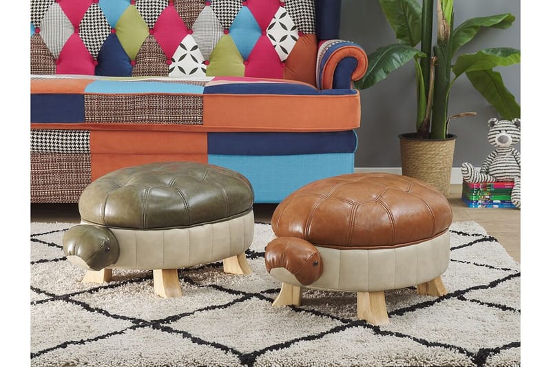 Tartaruga Ottoman - Kunstlæder/Grøn/Beige - Møbler - Stole & lænestole - Taburet & skammel - Ottoman