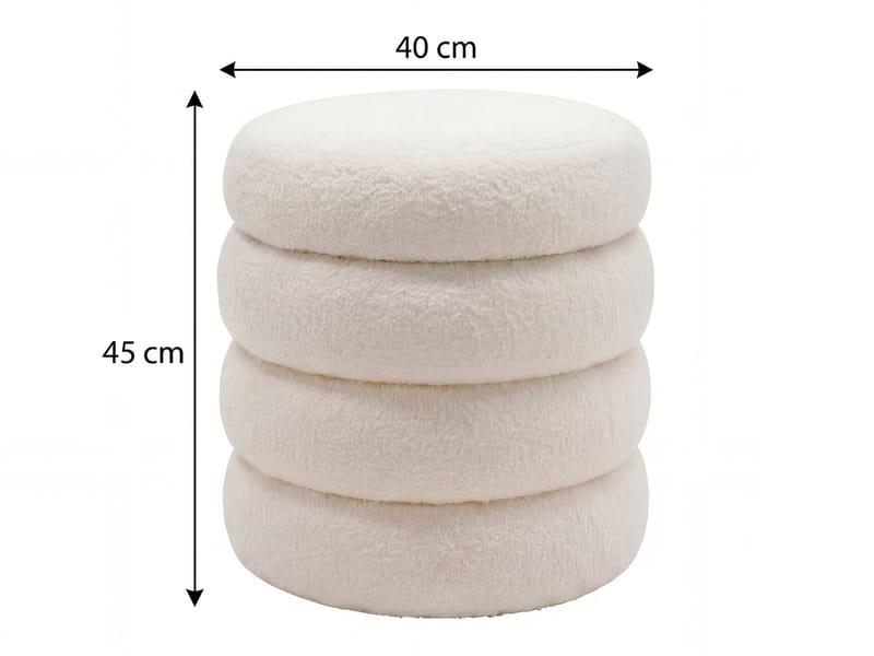 Velik rund siddepuf med opbevaring i teddystof - lys creme - Møbler - Stole & lænestole - Taburet & skammel - Ottoman