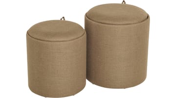 Velmira puff 2 dele 39 cm rund - Mørkbeige - Møbler - Stole & lænestole - Taburet & skammel - Ottoman - Ottoman & siddepuf med opbevaring
