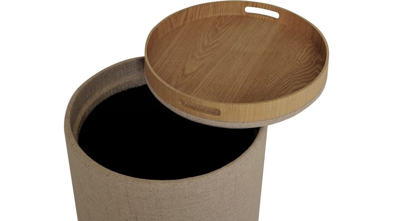 Velmira puff 2 dele 39 cm rund - Mørkbeige - Møbler - Stole & lænestole - Taburet & skammel - Ottoman - Ottoman & siddepuf med opbevaring