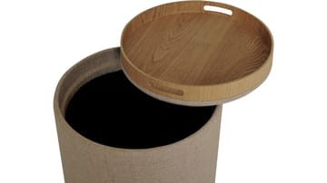 Velmira puff 2 dele 39 cm rund - Mørkbeige - Møbler - Stole & lænestole - Taburet & skammel - Ottoman - Ottoman & siddepuf med opbevaring