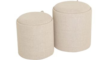 Velmira Puff 2 dele 39 cm rund - Beige - Møbler - Stole & lænestole - Taburet & skammel - Ottoman - Ottoman & siddepuf med opbevaring