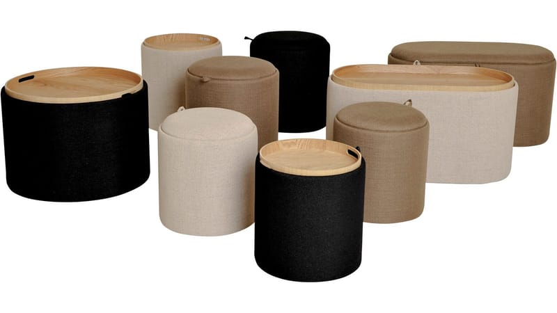 Velmira Puff 2 dele 39 cm rund - Beige - Møbler - Stole & lænestole - Taburet & skammel - Ottoman - Ottoman & siddepuf med opbevaring