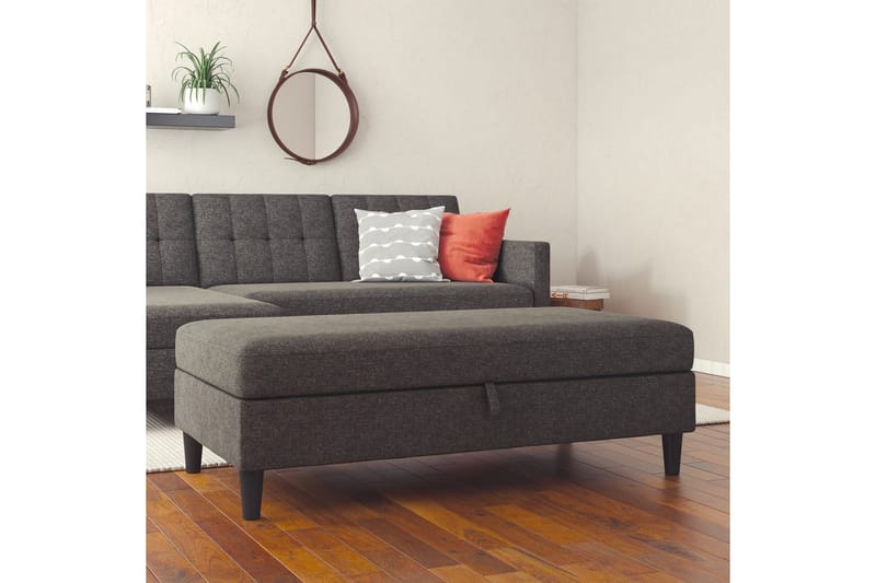 Ottoman/Taburet Hartford Antracit, Linnedstoflook (100% Polyester - Antracit, Linnedstoflook (100% Polyester - Møbler - Stole & lænestole - Taburet & skammel - Puf