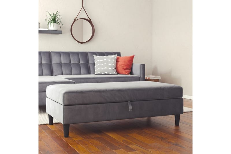 Ottoman/Taburet Hartford Antracit, Velour - Antracit, Velour - Møbler - Stole & lænestole - Taburet & skammel - Puf