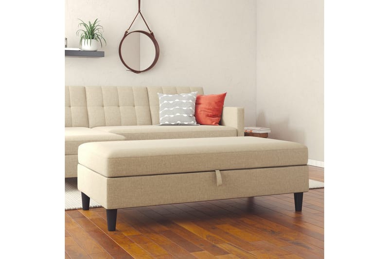 Ottoman/Taburet Hartford Brun, Linnedstoflook (100% Polyester - Brun, Linnedstoflook (100% Polyester - Møbler - Stole & lænestole - Taburet & skammel - Puf