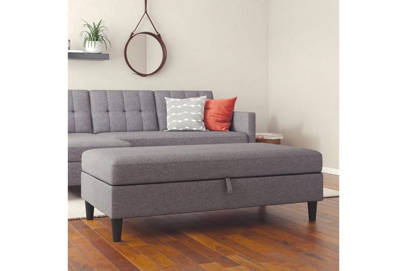 Ottoman/Taburet Hartford Grå, Linnedstoflook (100% Polyester - Grå, Linnedstoflook (100% Polyester - Møbler - Stole & lænestole - Taburet & skammel - Puf