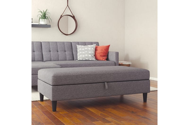 Ottoman/Taburet Hartford Grå, Linnedstoflook (100% Polyester - Grå, Linnedstoflook (100% Polyester - Møbler - Stole & lænestole - Taburet & skammel - Puf