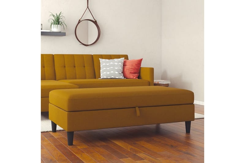 Ottoman/Taburet Hartford Gul, Linnedstoflook (100% Polyester - Gul, Linnedstoflook (100% Polyester - Møbler - Stole & lænestole - Taburet & skammel - Puf