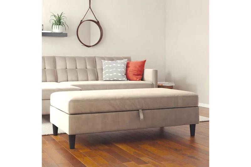 Ottoman/Taburet Hartford Taupe, Velour - Taupe, Velour - Møbler - Stole & lænestole - Taburet & skammel - Puf