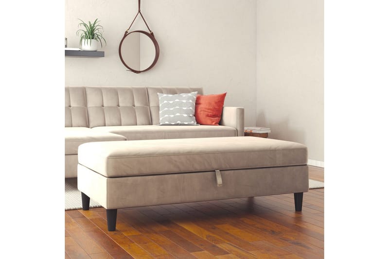 Ottoman/Taburet Hartford Taupe, Velour - Taupe, Velour - Møbler - Stole & lænestole - Taburet & skammel - Puf