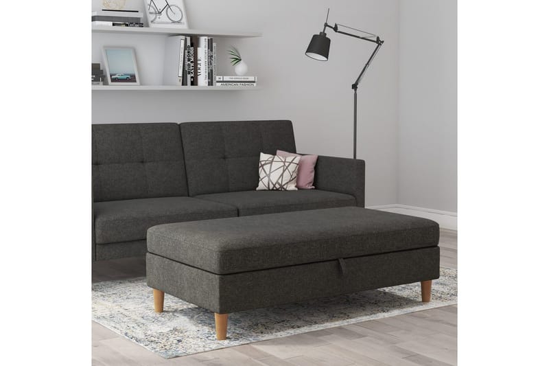 Ottoman/Taburet Lilly Antracit, Linned - Antracit, Linned - Møbler - Stole & lænestole - Taburet & skammel - Puf