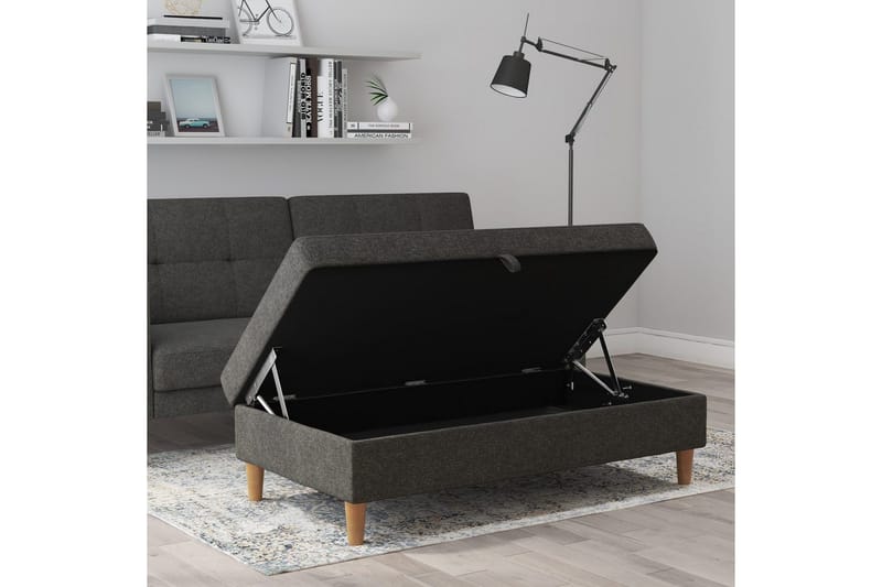 Ottoman/Taburet Lilly Antracit, Linned - Antracit, Linned - Møbler - Stole & lænestole - Taburet & skammel - Puf