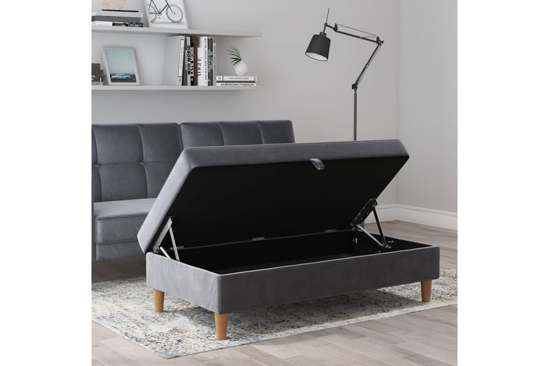 Ottoman/Taburet Lilly Antracit, Velour/Træ/Plastik - Antracit, Velour/Træ/Plastik - Møbler - Stole & lænestole - Taburet & skammel - Puf