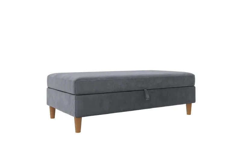 Ottoman/Taburet Lilly Antracit, Velour/Træ/Plastik, Antracit, Velour/Træ/Plastik