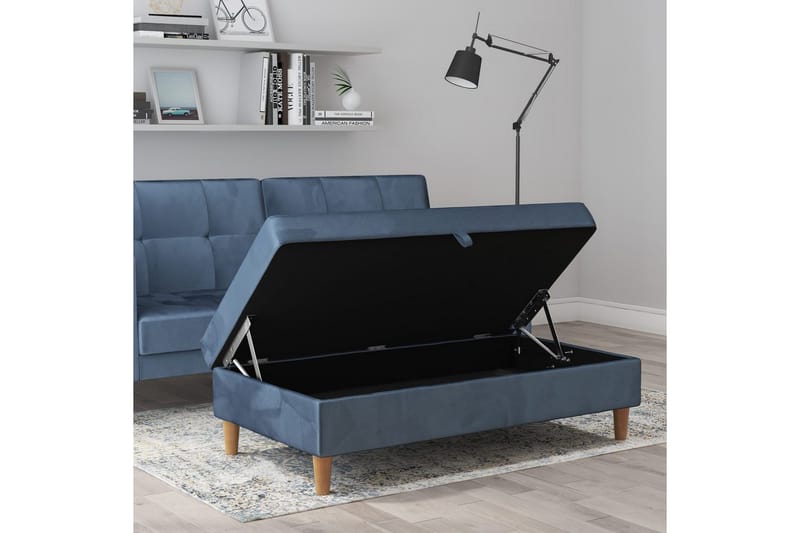 Ottoman/Taburet Lilly Blå, Velour/Træ/Plastik - Blå, Velour/Træ/Plastik - Møbler - Stole & lænestole - Taburet & skammel - Puf