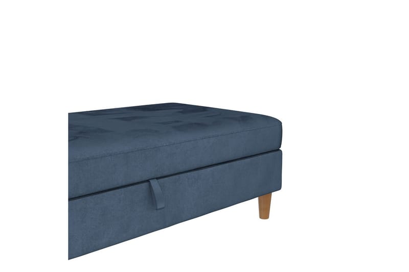 Ottoman/Taburet Lilly Blå, Velour/Træ/Plastik - Blå, Velour/Træ/Plastik - Møbler - Stole & lænestole - Taburet & skammel - Puf