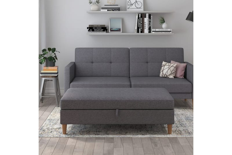 Ottoman/Taburet Lilly Lys Grå, Linned - Lys Grå, Linned - Møbler - Stole & lænestole - Taburet & skammel - Puf