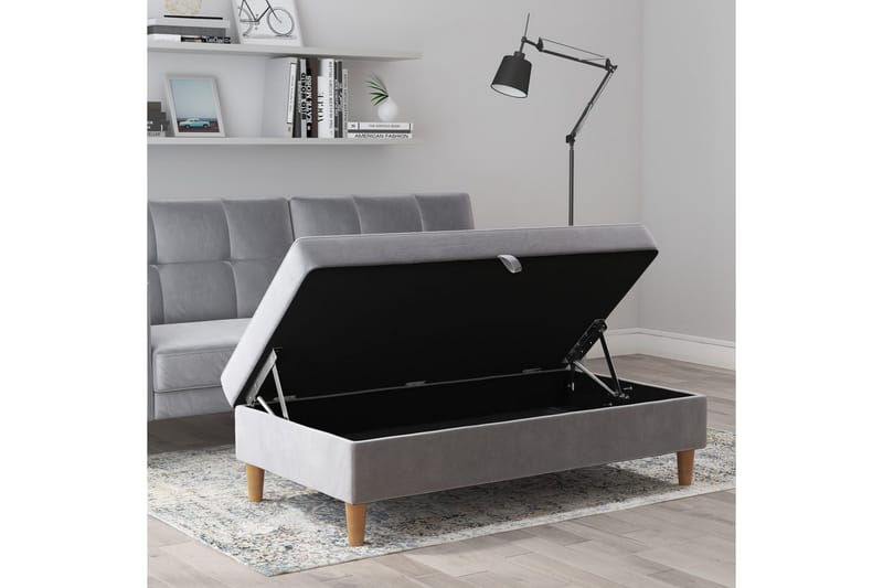 Ottoman/Taburet Lilly Lys Grå, Velour/Træ/Plastik - Lys Grå, Velour/Træ/Plastik - Møbler - Stole & lænestole - Taburet & skammel - Puf