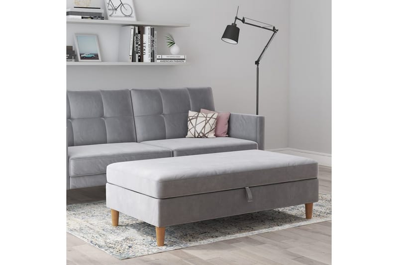 Ottoman/Taburet Lilly Lys Grå, Velour/Træ/Plastik - Lys Grå, Velour/Træ/Plastik - Møbler - Stole & lænestole - Taburet & skammel - Puf