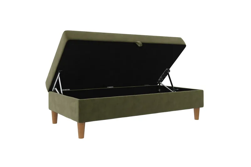 Ottoman/Taburet Lilly Olivengrøn, Velour/Træ/Plastik - Olivengrøn, Velour/Træ/Plastik - Møbler - Stole & lænestole - Taburet & skammel - Puf