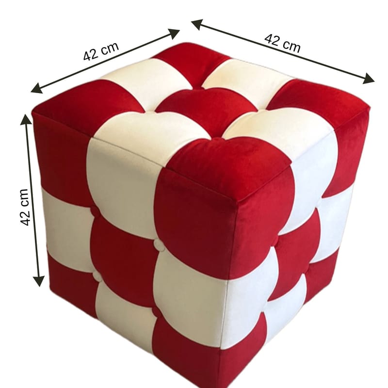 Peticire Sækkepuf 42 cm - Rød og hvid - Møbler - Stole & lænestole - Taburet & skammel - Ottoman