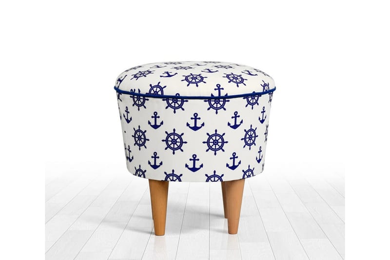 Pradera Siddepuf 42 cm - Hvid/Blå - Møbler - Stole & lænestole - Taburet & skammel - Ottoman