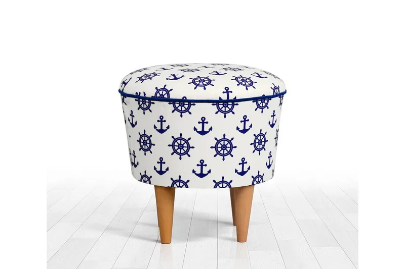 Pradera Siddepuf 42 cm - Hvid/Blå - Møbler - Stole & lænestole - Taburet & skammel - Ottoman