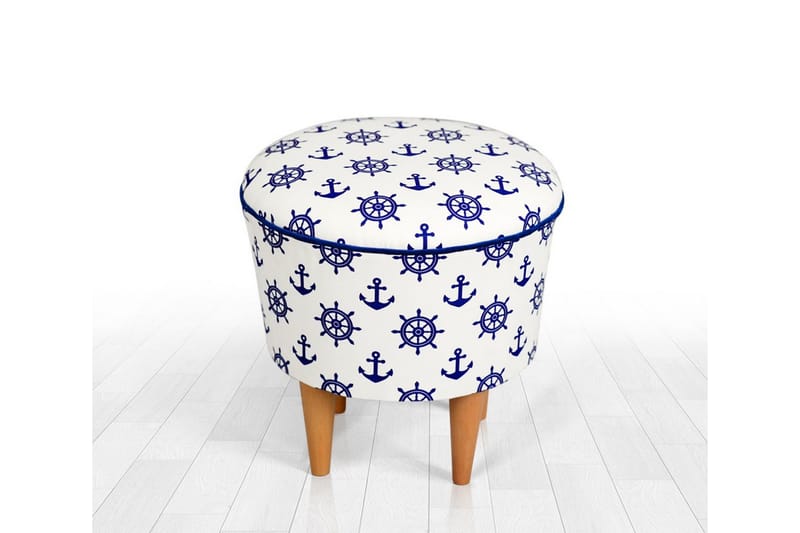 Pradera Siddepuf 42 cm - Hvid/Blå - Møbler - Stole & lænestole - Taburet & skammel - Ottoman