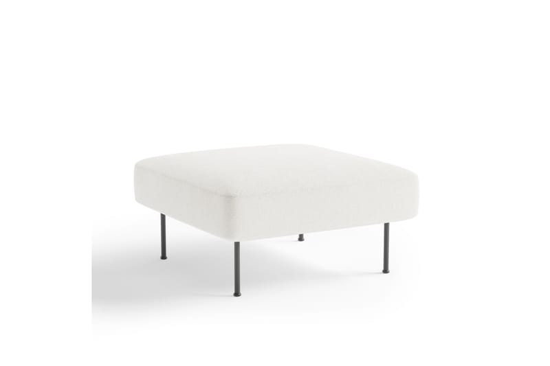 Angele Fodskammel 80 cm Kvadratisk, Hvid Bouclé