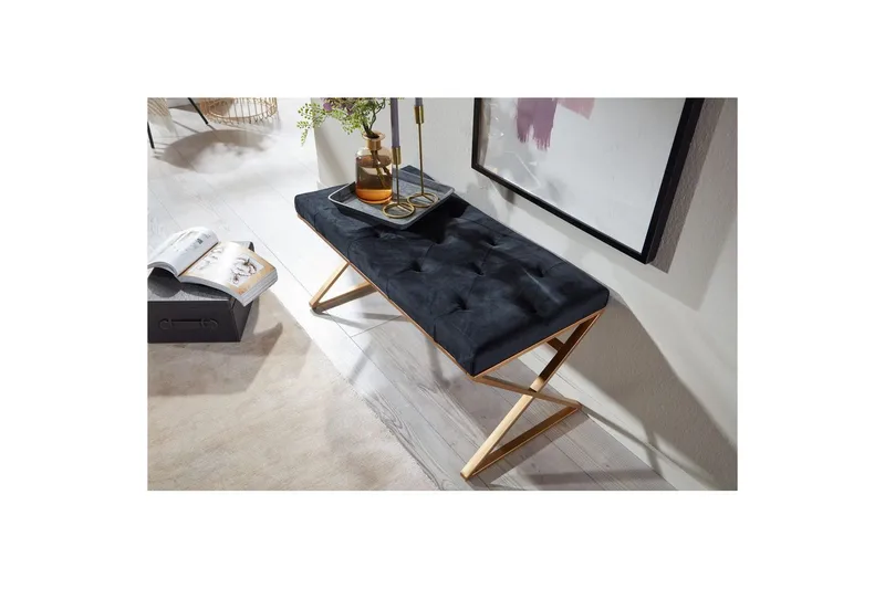 Bænk Wohnling polstret Chesterfield-look med fløjlspolstring enkelt ramme - enkelt ramme - Møbler - Stole & lænestole - Taburet & skammel - Puf - Chesterfield puf