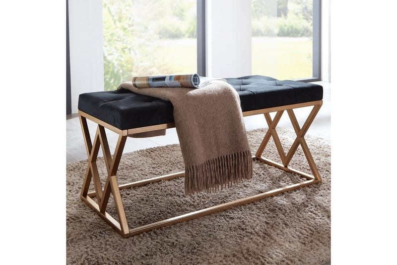 Bænk Wohnling polstret Chesterfield-look med fløjlspolstring dobbelt ramme - dobbelt ramme - Møbler - Stole & lænestole - Taburet & skammel - Puf - Chesterfield puf